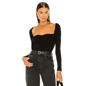 One Grey Day Audrey Top Size XS Black Sweater Sweet heart Neck